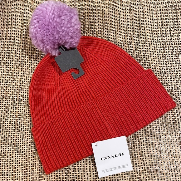 COPY - COPY - COACH Script Logo Pom Pom Beanie, NWT - Picture 3 of 8